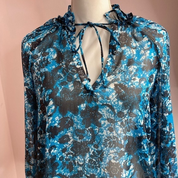 Anthropologie Sheer Print Peasant Blouse - Picture 9 of 14